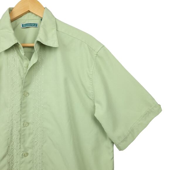Cubavera Men's Short Sleeve Button-Up Shirt Size Large Green Casual Resort Wear - Picture 5 of 13